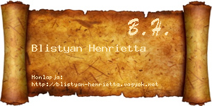 Blistyan Henrietta névjegykártya